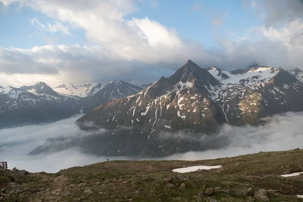 Montanhismo Ascendente Wildspitze Otztal Alpes Áustria Partir Ventilação Verão — Fotografia de Stock