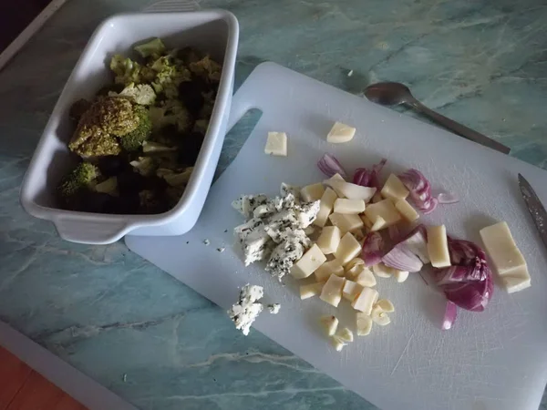 Zubereitung Von Selbst Gebackenem Gemüse Der Küche — Stockfoto