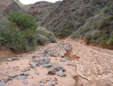 Kanyon Konorchek Kırgızistan'ın kırmızı kaya oluşumları