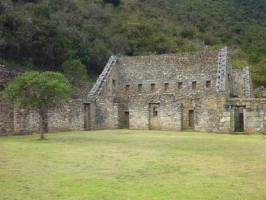 choquequirao inka ruin in peruvian mountain jungle clipart