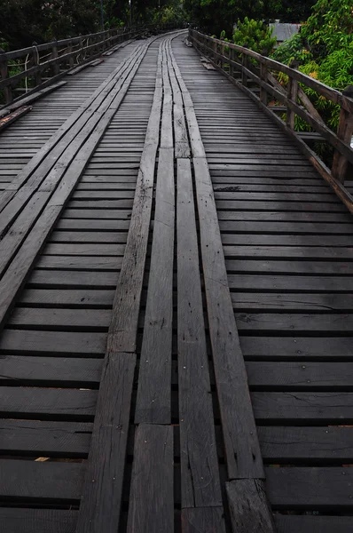 Wood walking path on the wood bridge