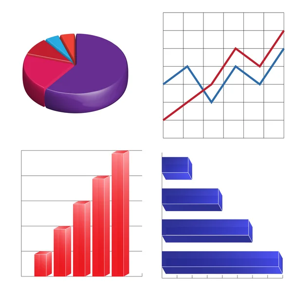Gráficos de negócios infográficos circulares lineares e coluna —  Vetores de Stock
