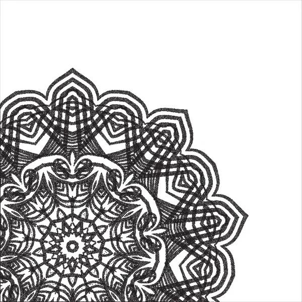 Mandala dotwork stipple Pattern black white Card — Stock Vector