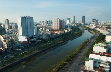 Yukarıdan görüş açısı Saigon'a.
