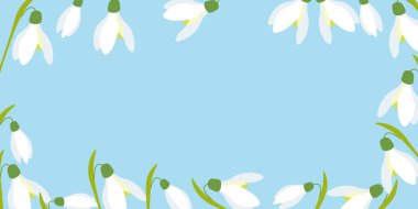Spring background with snowdrops. Design concept for the protection of the environment, the arrival of spring. Vector illustration
