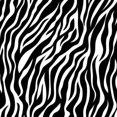 Black and white abstract zebra stripe seamless background. Abstract animal print. Vector illustration
