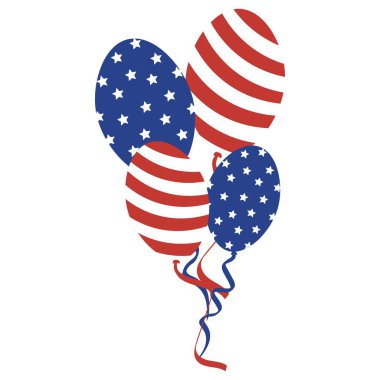 Patriotic balloons with US flag stars and stripes. Perfect for Fourth of July, Independence Day, national holidays, and celebration designs. Vector illustration