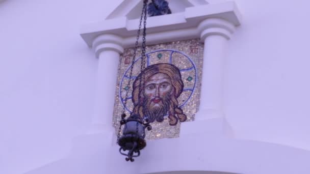 Mosaic icon on the Orthodox Church — Stock Video