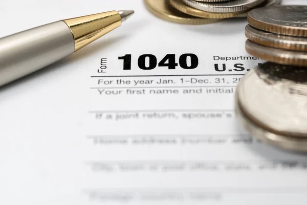 ΗΠΑ φορολογικό έντυπο 1040 με στυλό — Φωτογραφία Αρχείου