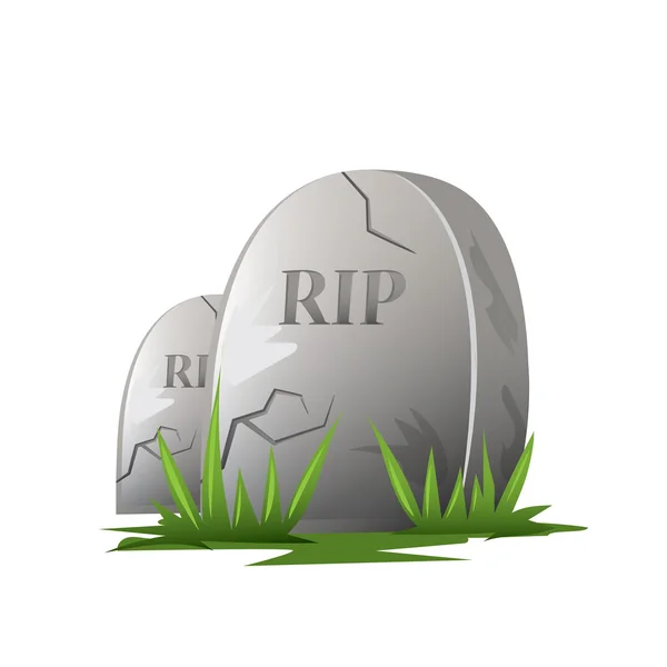 Tombstone met groen gras — Stockvector