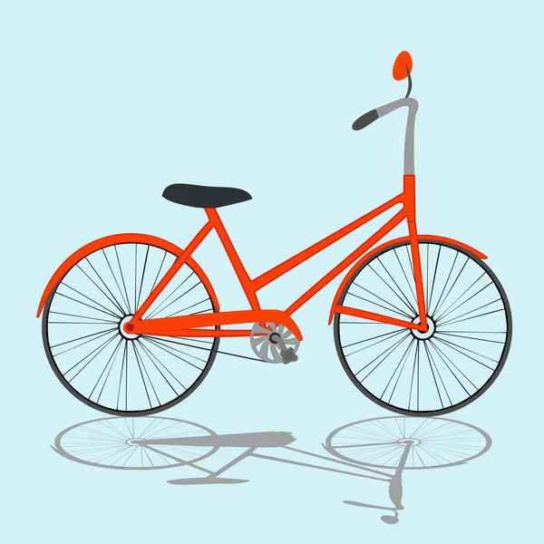 明るい青の背景にオレンジ色の自転車 — ストックベクタ