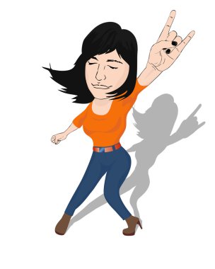 Beyaz arka plan üzerinde rock hayranı