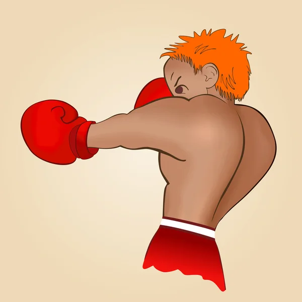 Young boxer trains on a light background. — Stock Vector