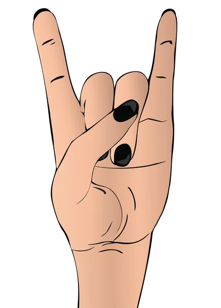 Rock hand gesture on white background — Stock Vector