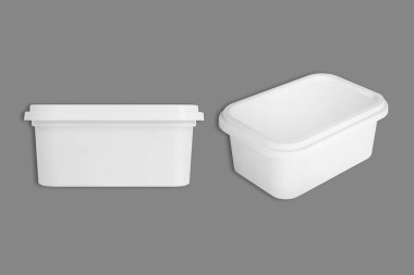 Boş Beyaz Plastik yemek kabı modelleme seti, depolama ve paketleme 33d.