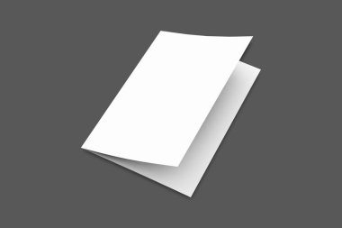 Premium Bi dikey olarak katlanır - manzara broşürü ya da davetiye gri arka planda izole edilmiş şekilde taklit edilir. 3d oluşturma