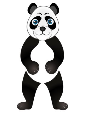 Beyaz bir arka plan üzerinde çizgi film panda.