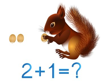  Çocuklar için eğitici oyunlar, matematiksel ekleme, fındık ile örnek.