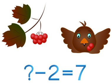 Çocuklar için eğitici oyunlar, çıkar, çilek ve kuş ile örnek.