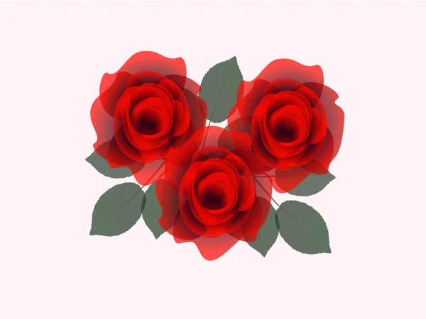 Красные розы на розовом фоне . — стоковый вектор