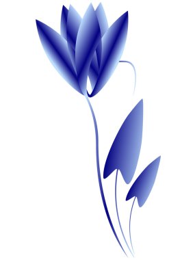 Beyaz bir arka plan üzerinde soyut mavi çiçek.