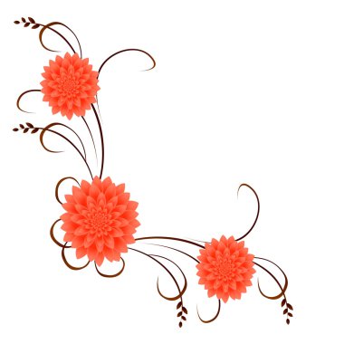 Köşe süsleme dahlias ile.