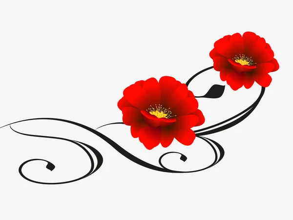 Abstrakte florale Hintergrund mit roten Blumen. — Stockvektor