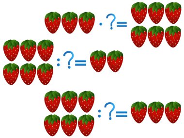 Bölünme ve çarpma eylem ilişkisi, çilek ile örnekler.