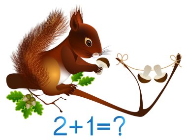 Matematiksel ekleme, formasyon sayısı üç, çocuklar için eğitici oyunlar.