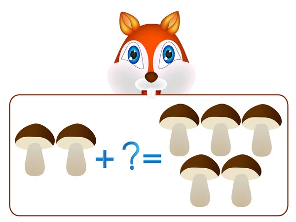 Oktatási játékok gyerekeknek illusztráció matematikai kiegészítés. — Stock Vector