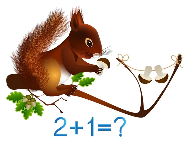Matematiksel ekleme, formasyon sayısı üç, çocuklar için eğitici oyunlar.