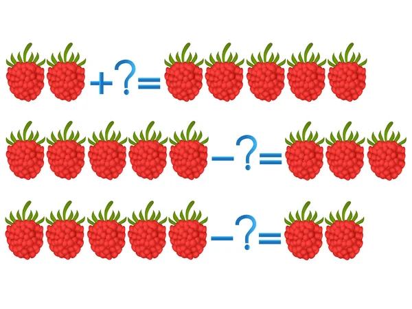 Relación de acción de suma y resta, ejemplos con frambuesa . — Vector de stock