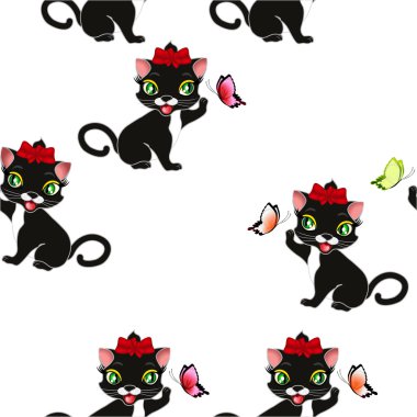 Kediler ve kelebekler ile Seamless Modeli.