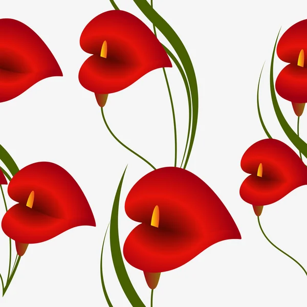 Wzór z czerwonym lilii calla. — Wektor stockowy