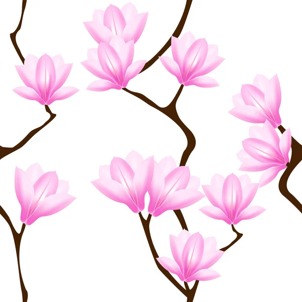 Płynny wzór z kwiatami magnolii. — Wektor stockowy