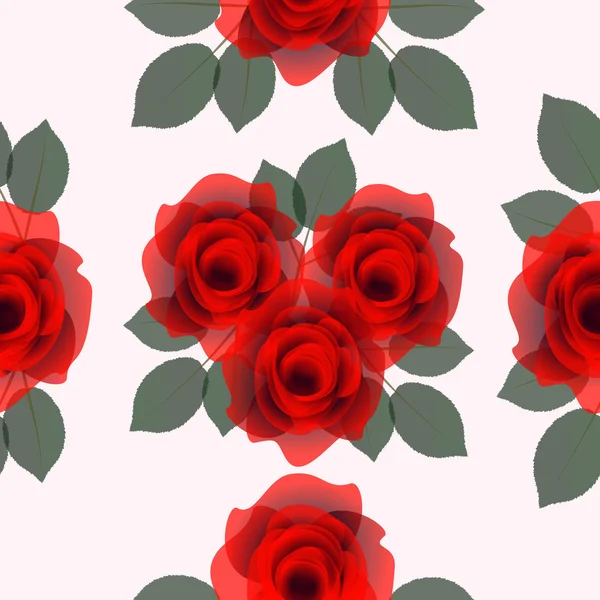 Sin costuras con rosas y hojas . — Vector de stock