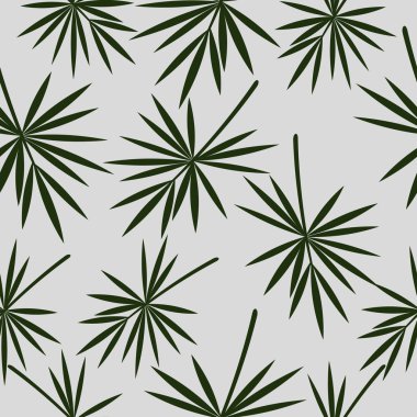 Tropikal yapraklar gri bir arka plan ile Seamless Modeli.