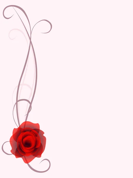Florale achtergrond met rode roos, ontwerpelement. — Stockvector