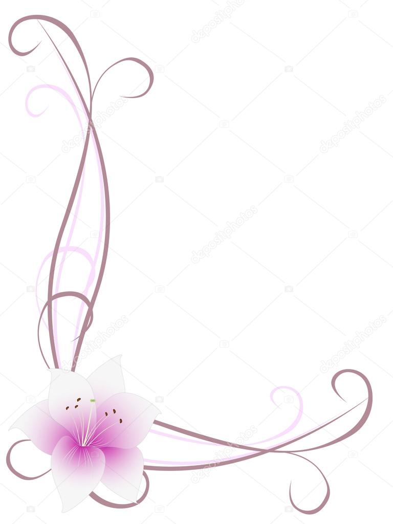 Corner ornament with lilies on a white background. Stock Vector by  ©ZAQzaq81 121351016, image size:768x1024