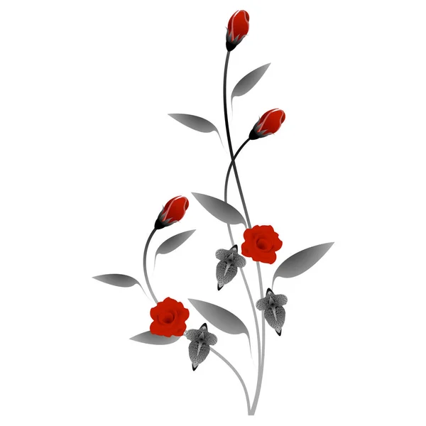 Bouquet Créatif Roses Rouges Sur Fond Blanc — Image vectorielle