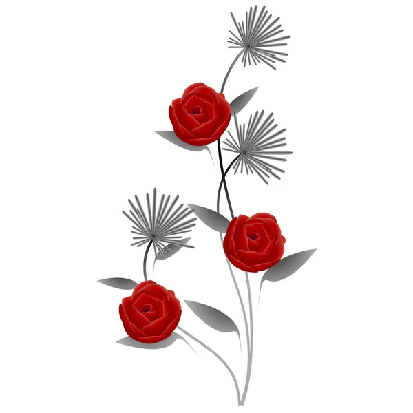 Abstrakter Strauß Rosen Auf Weißem Hintergrund — Stockvektor