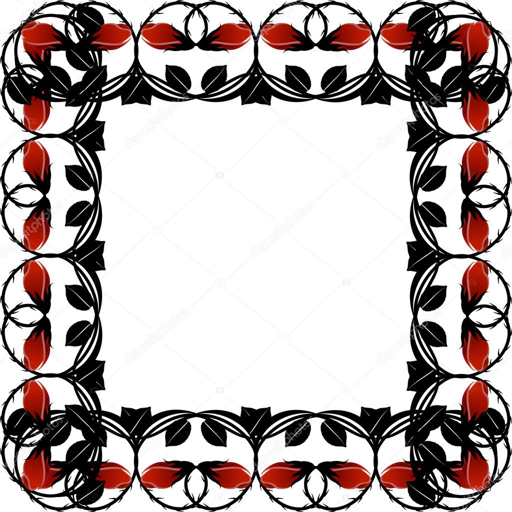 Black Frame With Red Roses And Leaves Stock Vector Zaqzaq81 Black Frame With Red Roses And Leaves On A White Background