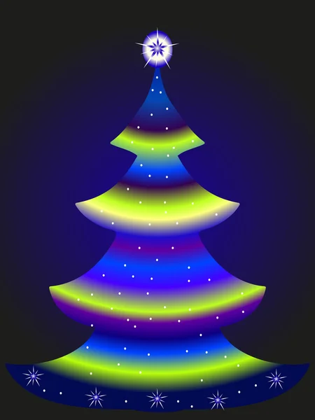 Christmas tree on a dark background. — Stock Vector