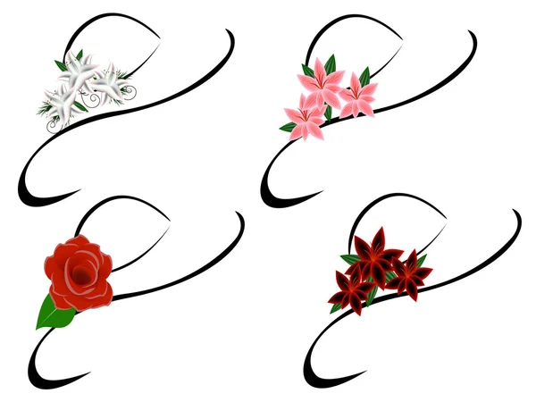 Conjunto de elegantes sombreros con flores para mujer . — Vector de stock