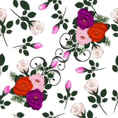 Bir buket gül ile Seamless Modeli.