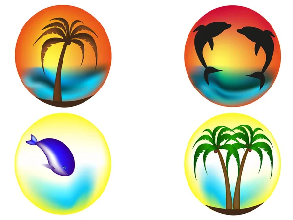 Tropikal logolar kümesi. — Stok Vektör
