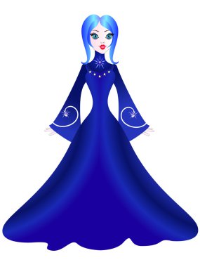 mavi elbiseli bir kız.