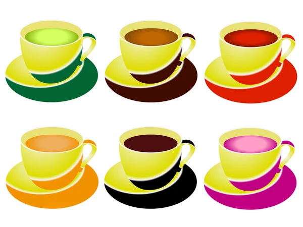 A set of cups of tea. — Stock Vector