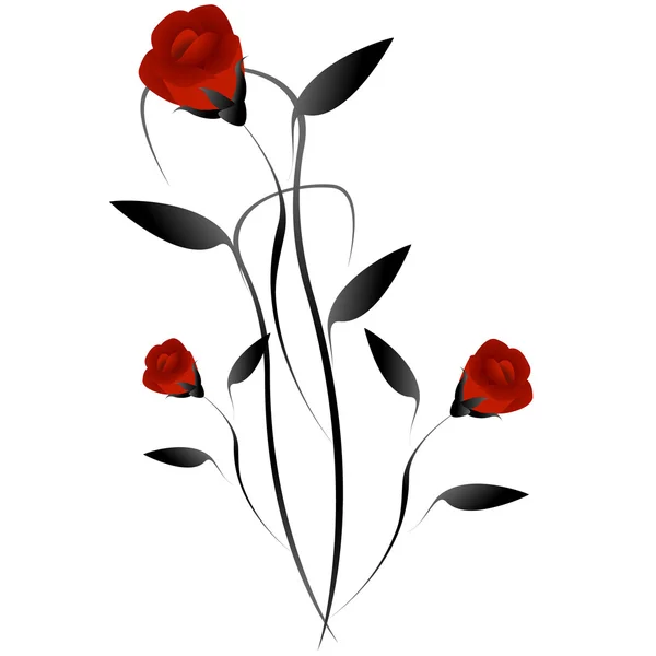 Tres rosas rojas. — Vector de stock