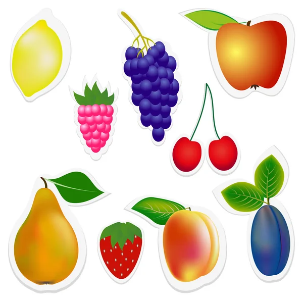 Set de pegatinas frutas y bayas . — Vector de stock